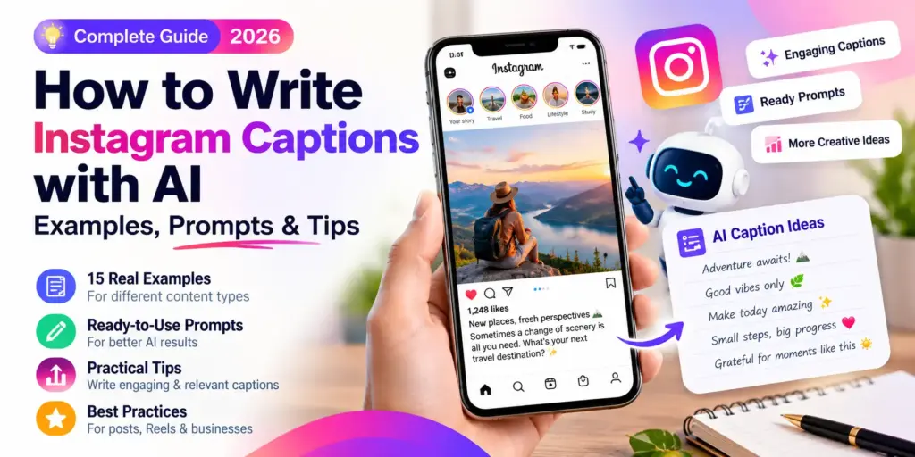 How to write Instagram captions with AI using prompts, examples, and practical tips