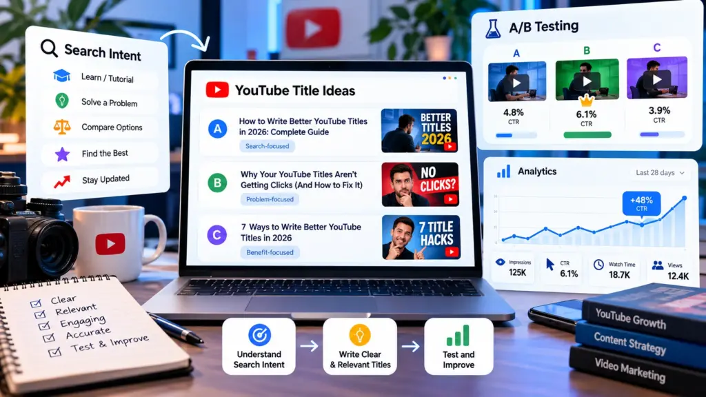 How to write better YouTube titles using search intent, CTR and A/B testing